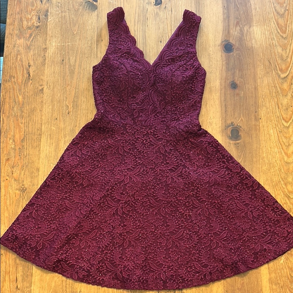 Burgundy Sparkly Lace Dress